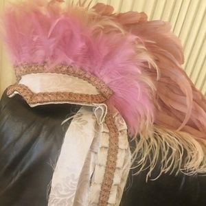 Pink Mauve Horse Unicorn Mane Custom Costume Feather Headdress Cap Hat Headpiece